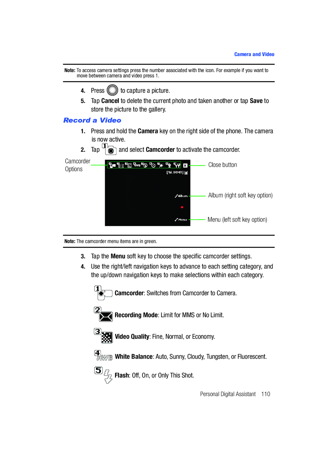 Samsung SCH-i760 user manual Record a Video 