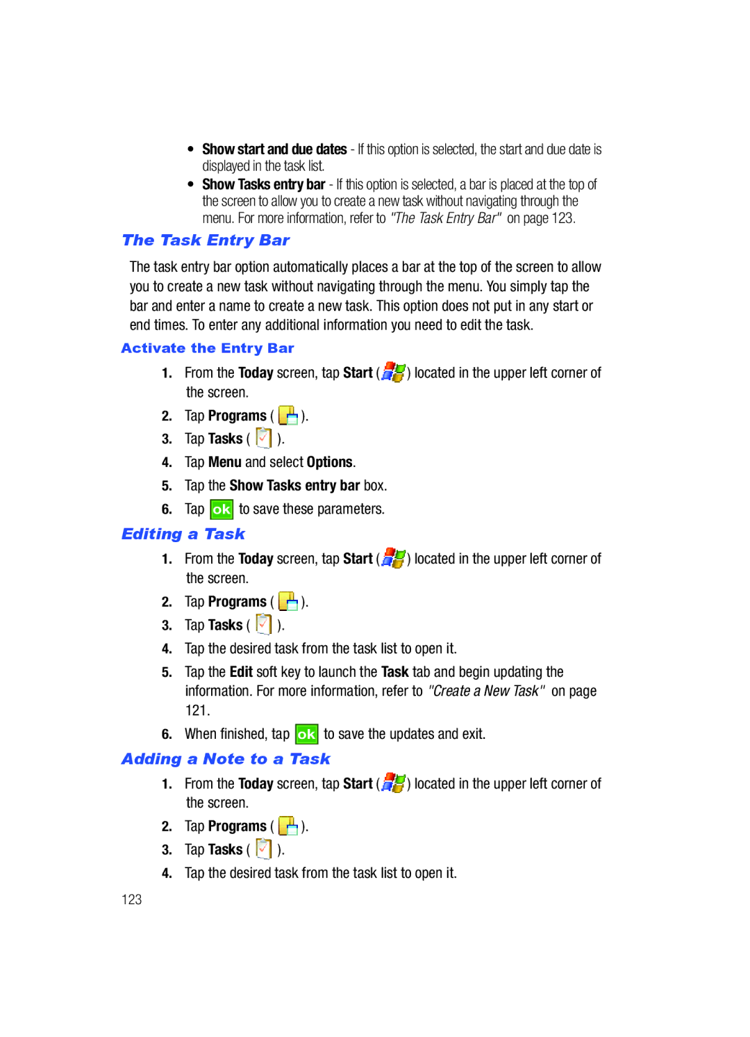 Samsung SCH-i760 user manual Task Entry Bar, Tap the Show Tasks entry bar box, Editing a Task, Adding a Note to a Task 