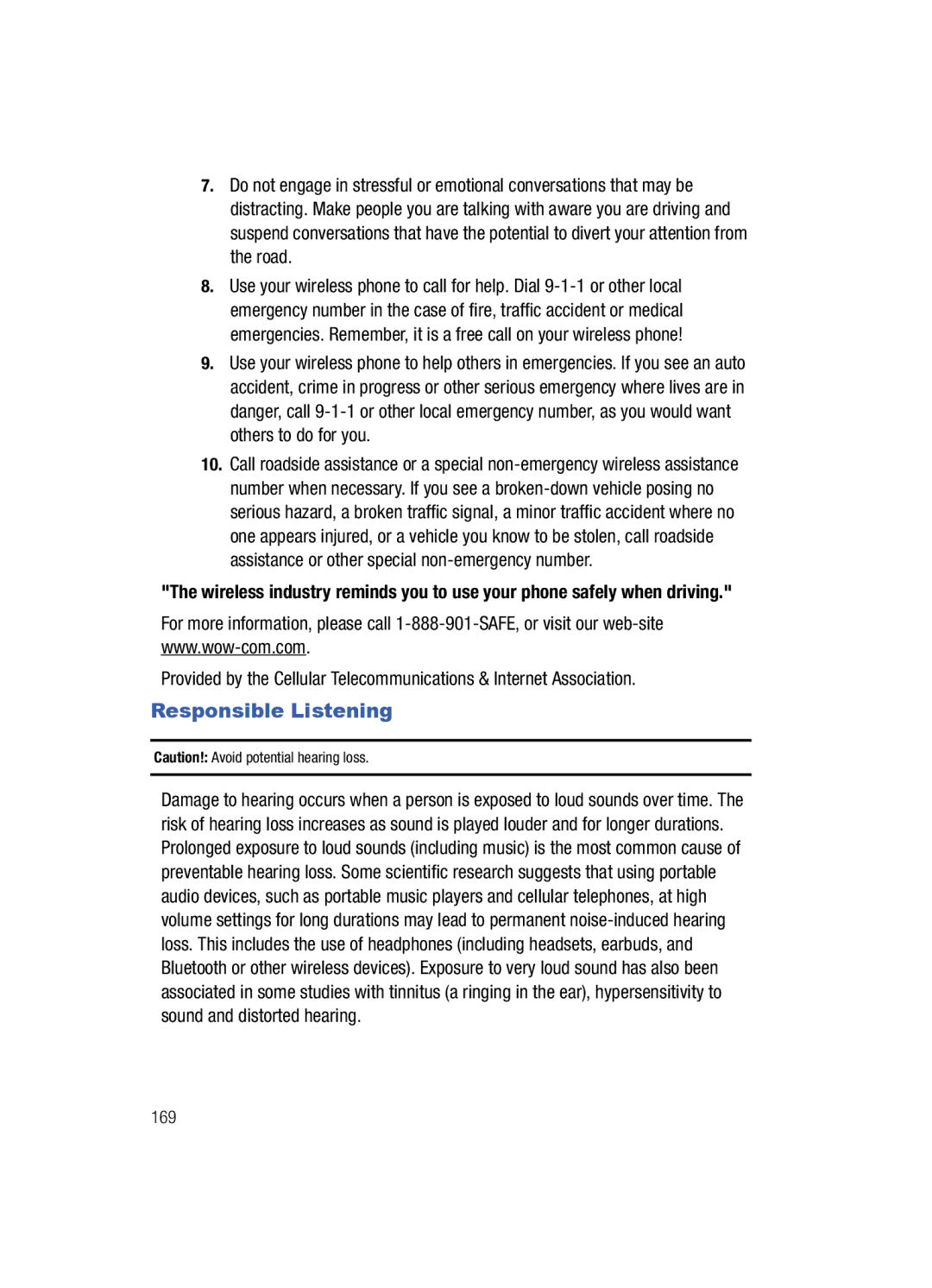 Samsung SCH-i760 user manual Responsible Listening 