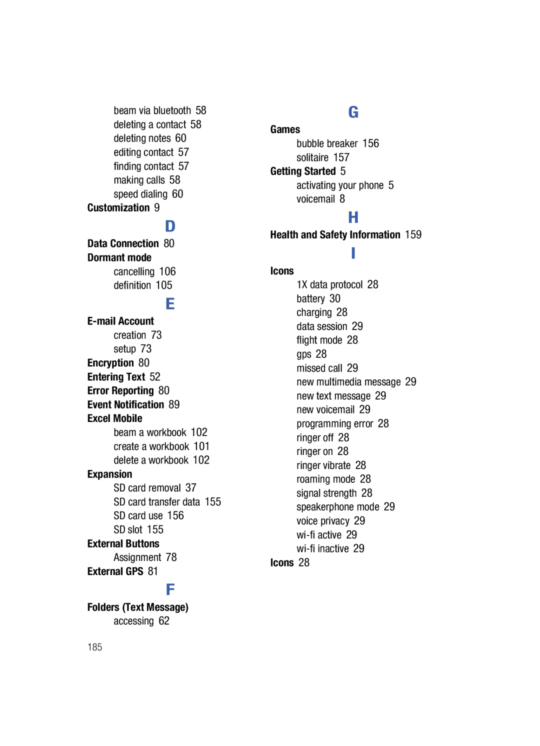 Samsung SCH-i760 Customization Data Connection Dormant mode, Mail Account, Excel Mobile, Expansion, External Buttons 