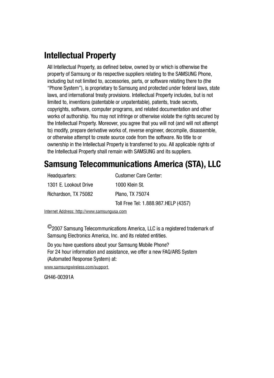 Samsung SCH-i760 user manual Intellectual Property 