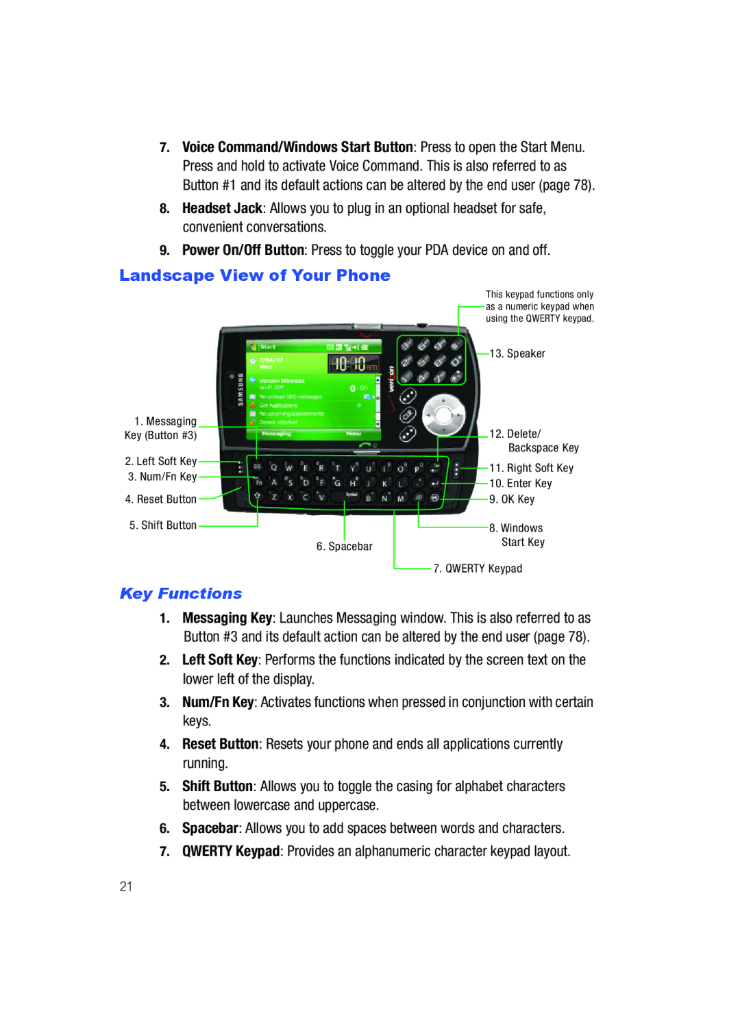 Samsung SCH-i760 user manual Landscape View of Your Phone 