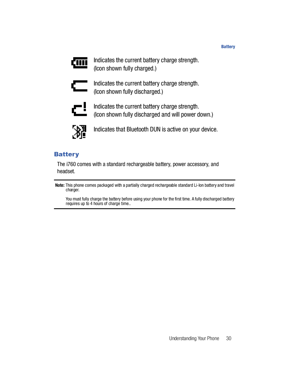 Samsung SCH-i760 user manual Battery 