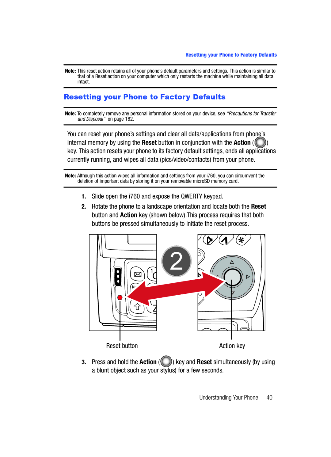 Samsung SCH-i760 user manual Z, Resetting your Phone to Factory Defaults 