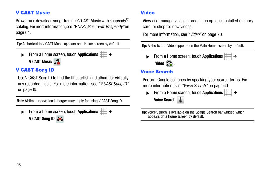 Samsung SCH-I800BKAVZW user manual Cast Music 