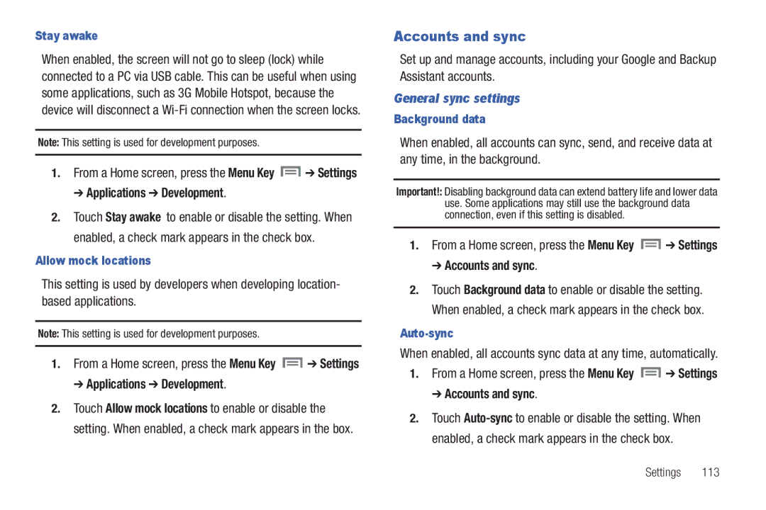 Samsung SCH-I800BKAVZW user manual Accounts and sync, General sync settings 