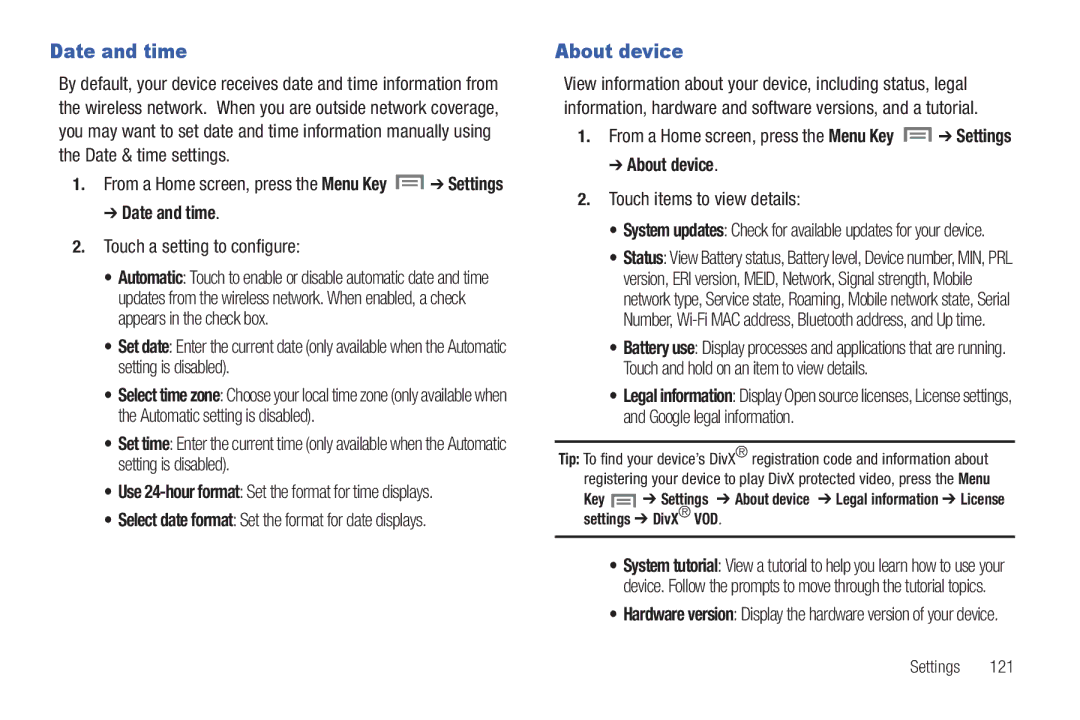 Samsung SCH-I800BKAVZW user manual Date and time, About device 