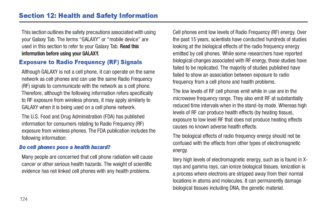 Samsung SCH-I800BKAVZW user manual Health and Safety Information, Exposure to Radio Frequency RF Signals 