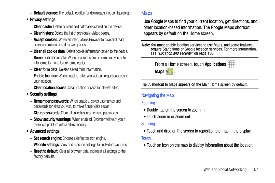 Samsung SCH-I800BKAVZW user manual Maps, Navigating the Map 