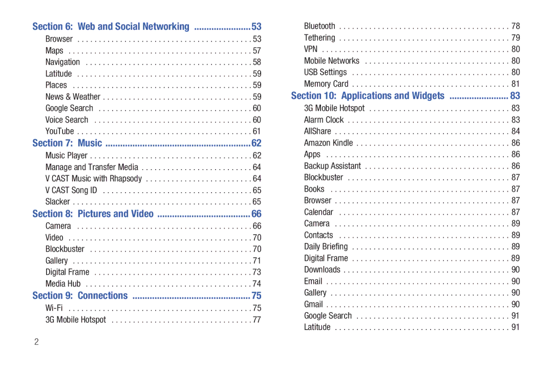 Samsung SCH-I800BKAVZW user manual Web and Social Networking 