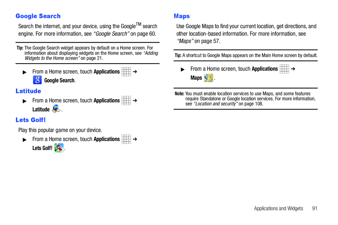 Samsung SCH-I800BKAVZW user manual Lets Golf 