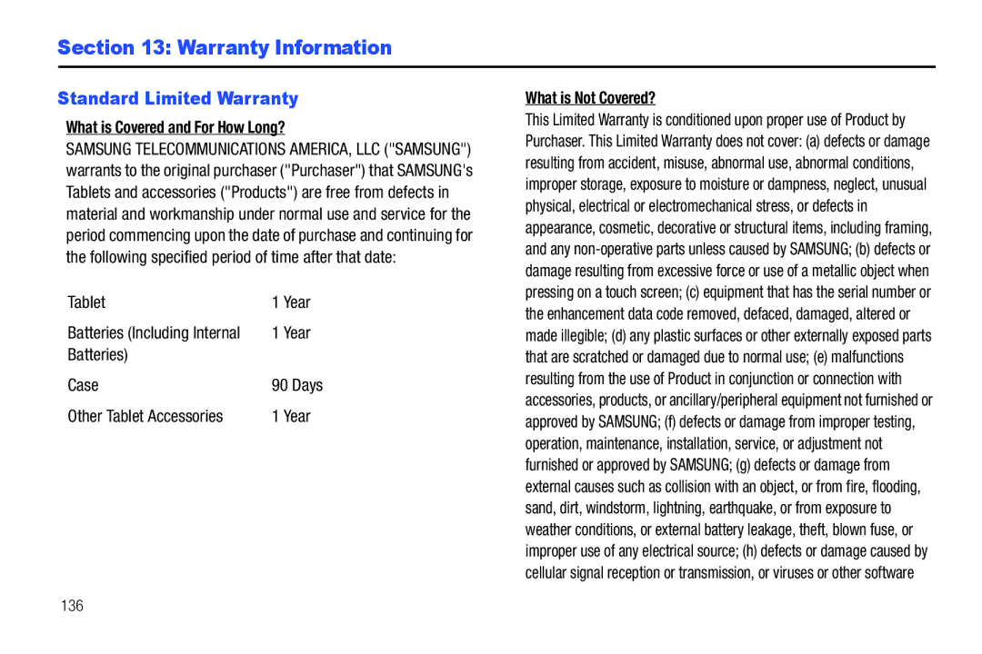 Samsung SCH-I800NSAUSC user manual Warranty Information, Standard Limited Warranty, What is Covered and For How Long? 