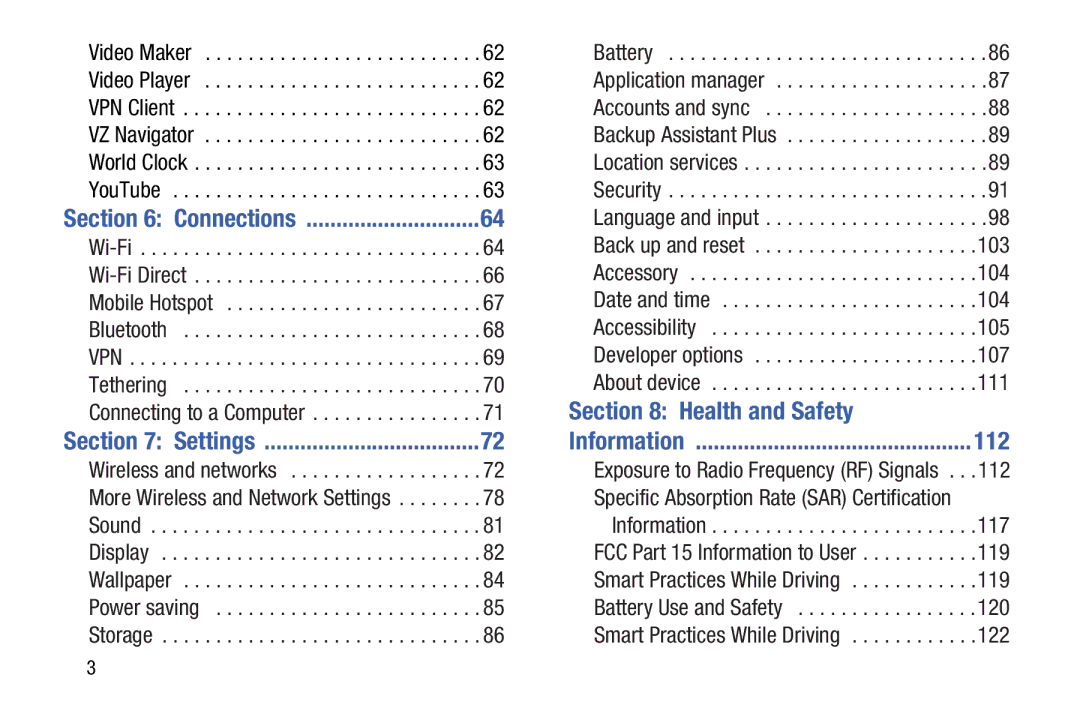 Samsung GT-P3113ZWYXAR, SCH-I915SAAVZW, SCHI705MKAVZW, GT-P5100ZWABTU user manual Health and Safety, 112 