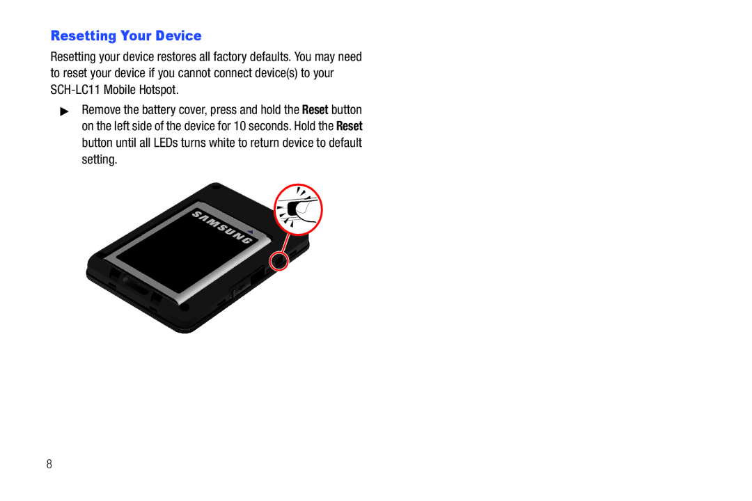 Samsung SCH-I915TSAVZW user manual Resetting Your Device 