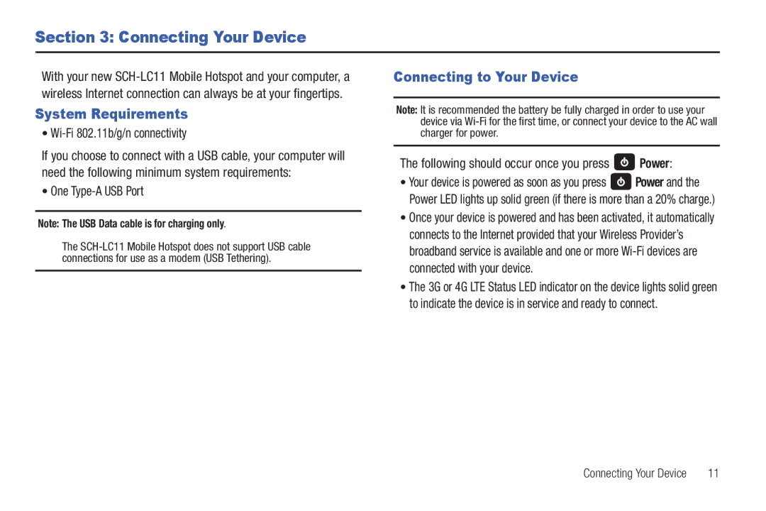 Samsung SCH-I915TSAVZW user manual Connecting Your Device, System Requirements, Connecting to Your Device 