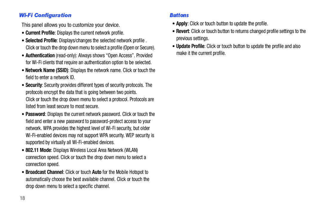 Samsung SCH-I915TSAVZW user manual Wi-Fi Configuration 