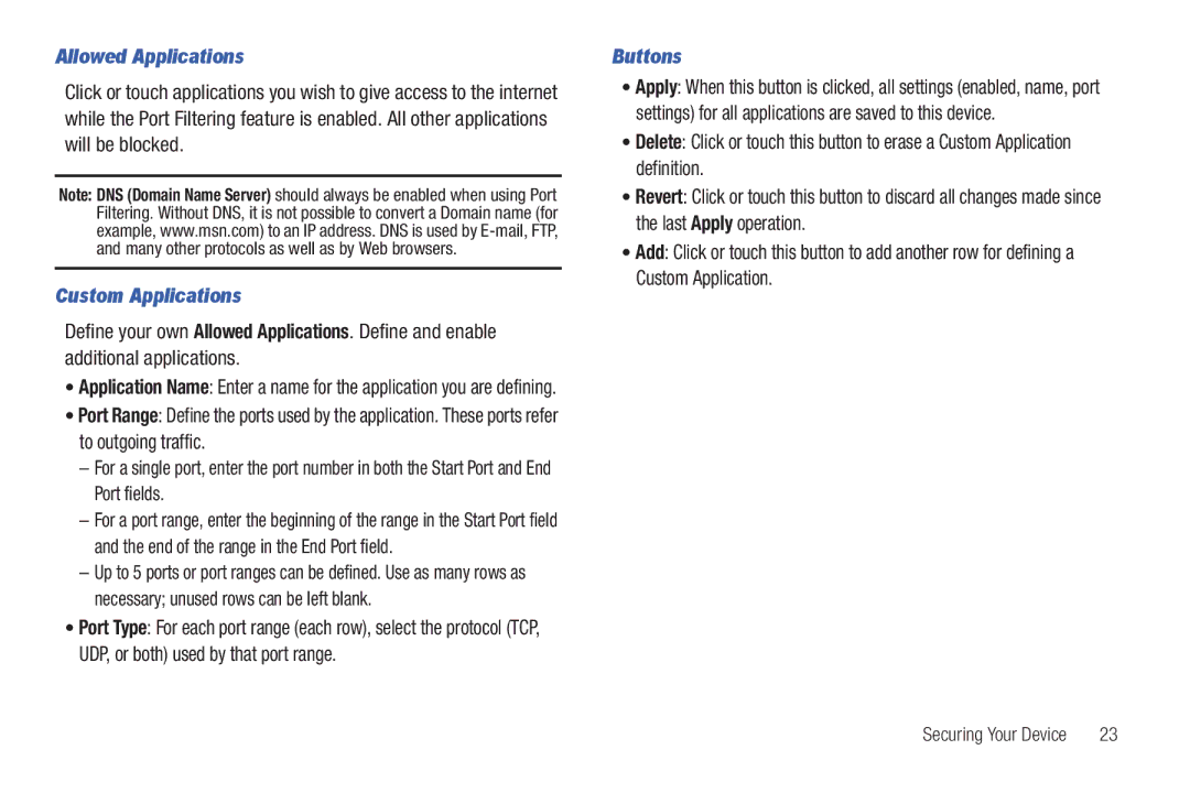 Samsung SCH-I915TSAVZW user manual Allowed Applications, Custom Applications 