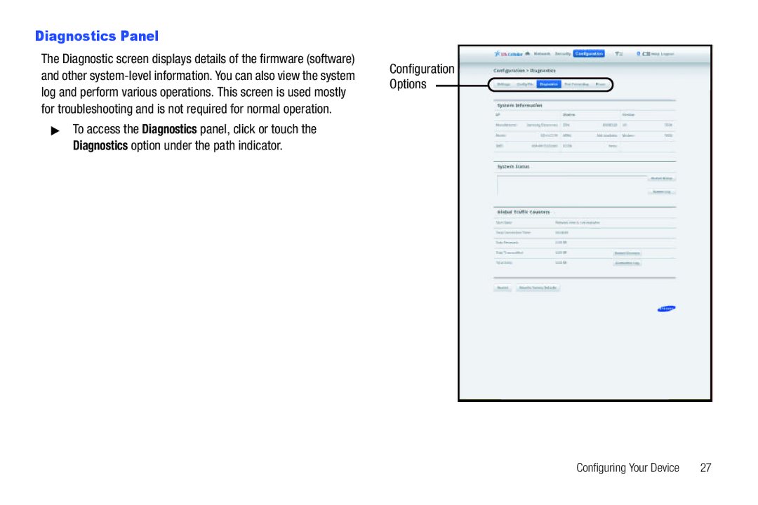 Samsung SCH-I915TSAVZW user manual Diagnostics Panel 