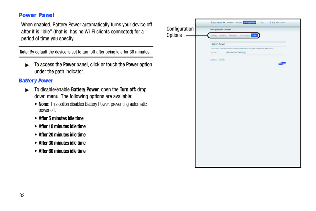 Samsung SCH-I915TSAVZW user manual Power Panel, Battery Power 