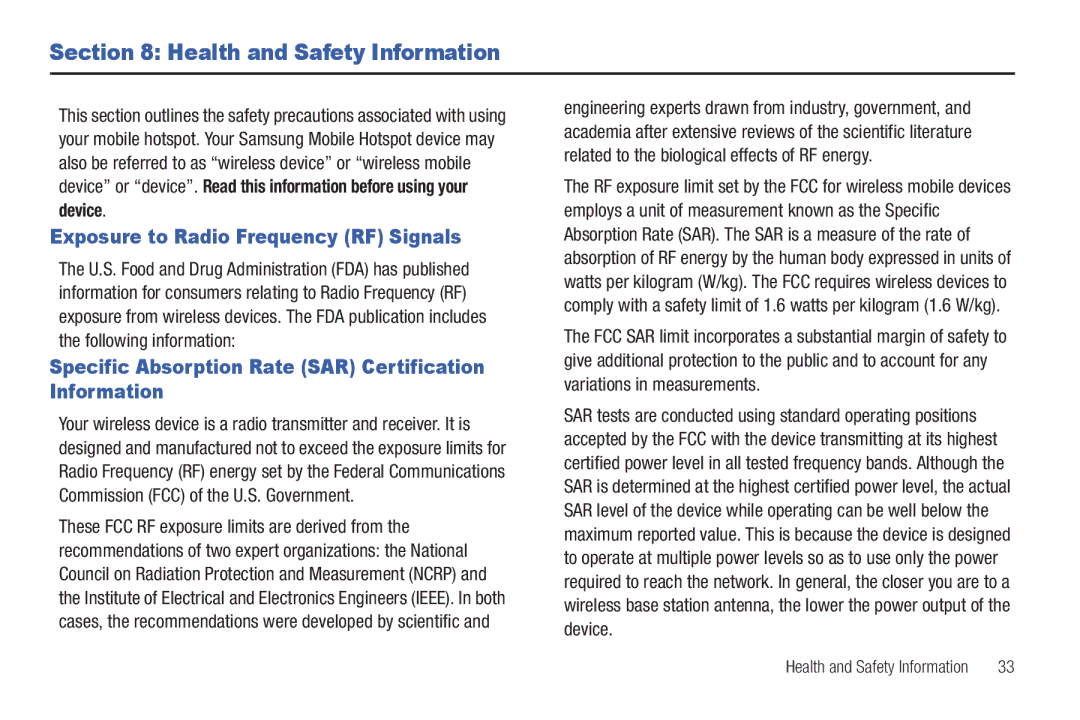 Samsung SCH-I915TSAVZW user manual Health and Safety Information, Exposure to Radio Frequency RF Signals, Device 