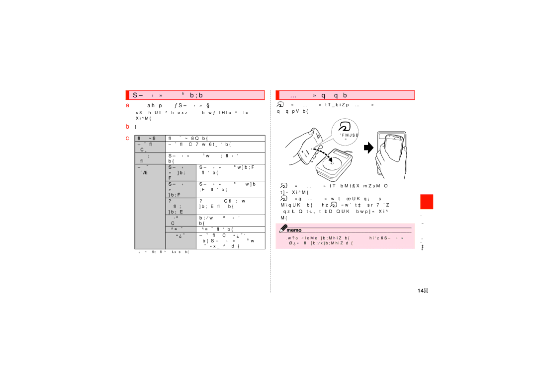 Samsung SCH-J021ZWJKDI manual おサイフケータイを利用する, リーダー／ライターとやりとりする, アプリ一覧画面で［おサイフケータイ］, マークをリーダー／ライターにかざすだけでリーダー／ライター とやりとりできます。 