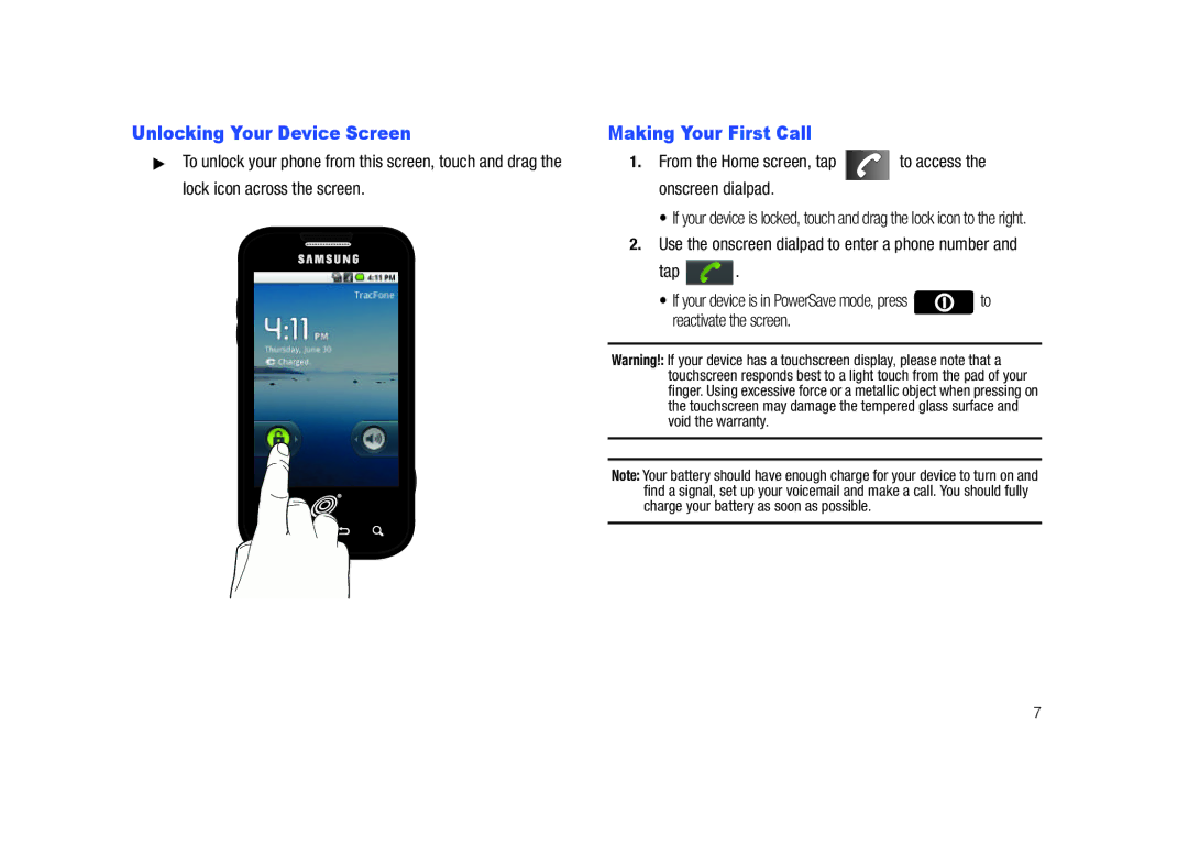 Samsung SCH-M828C user manual From the Home screen, tap To access, Onscreen dialpad, Tap, Reactivate the screen 