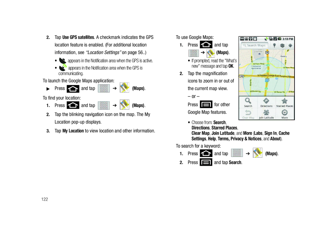 Samsung SCH-M828C user manual To use Google Maps Press and tap 