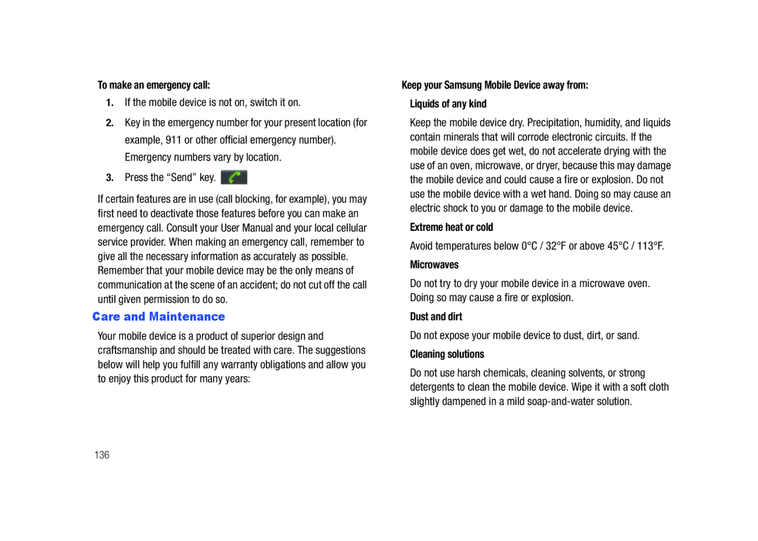 Samsung SCH-M828C user manual Care and Maintenance 