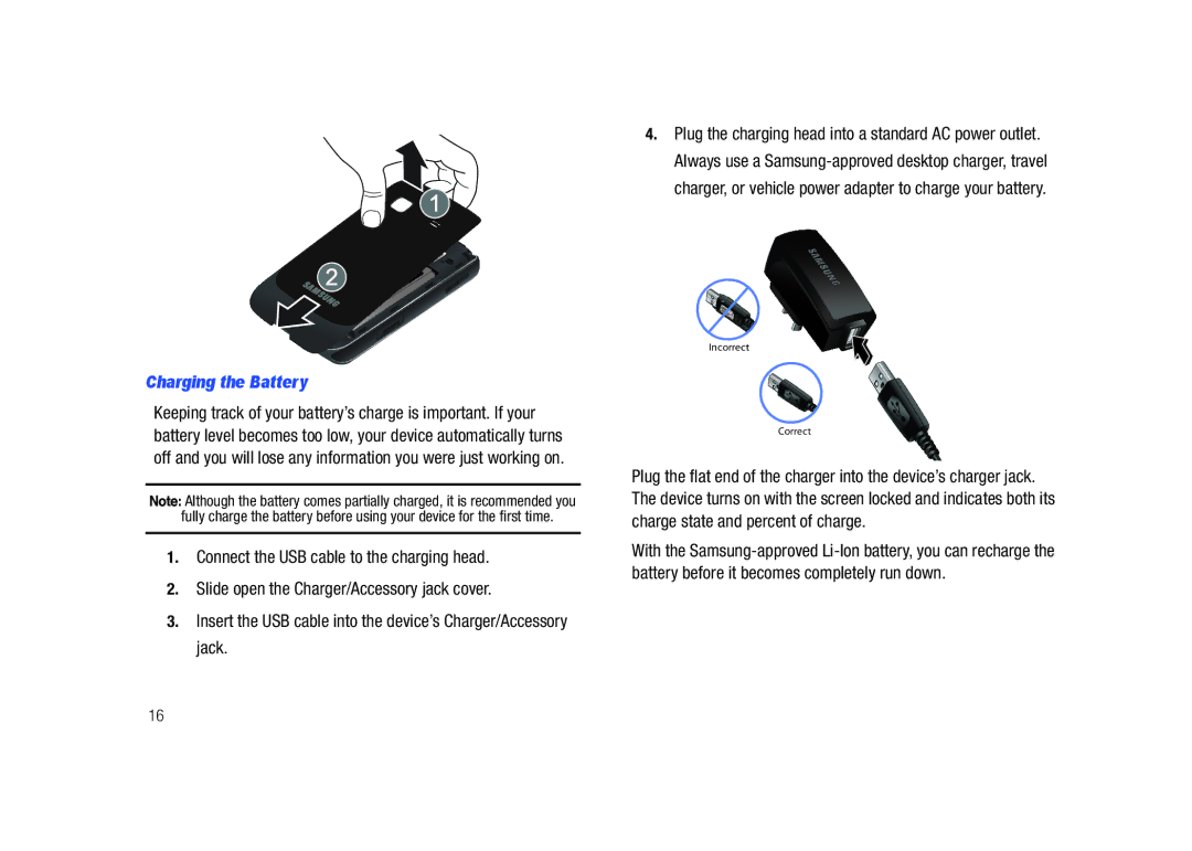 Samsung SCH-M828C user manual Charging the Battery 