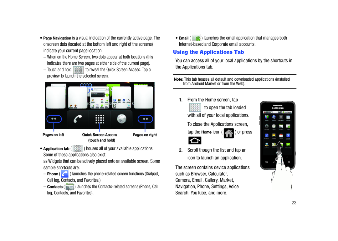 Samsung SCH-M828C user manual Using the Applications Tab 