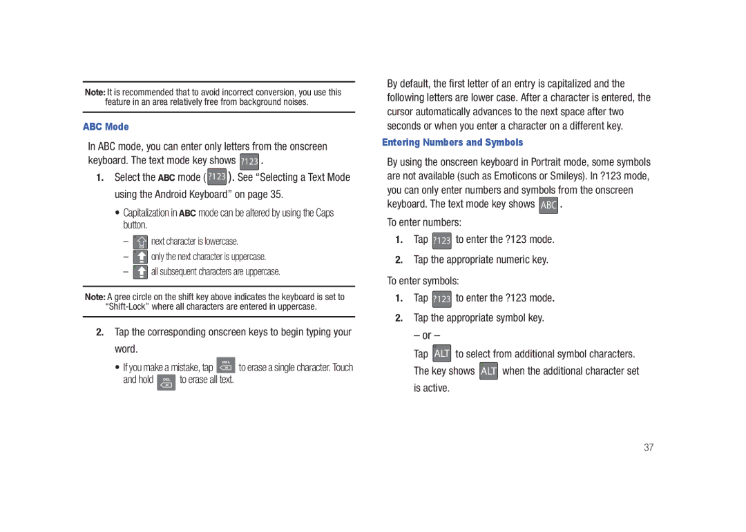 Samsung SCH-M828C user manual ABC Mode, Entering Numbers and Symbols 