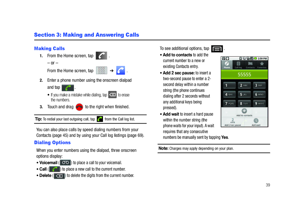 Samsung SCH-M828C user manual Making and Answering Calls, Making Calls, Dialing Options 