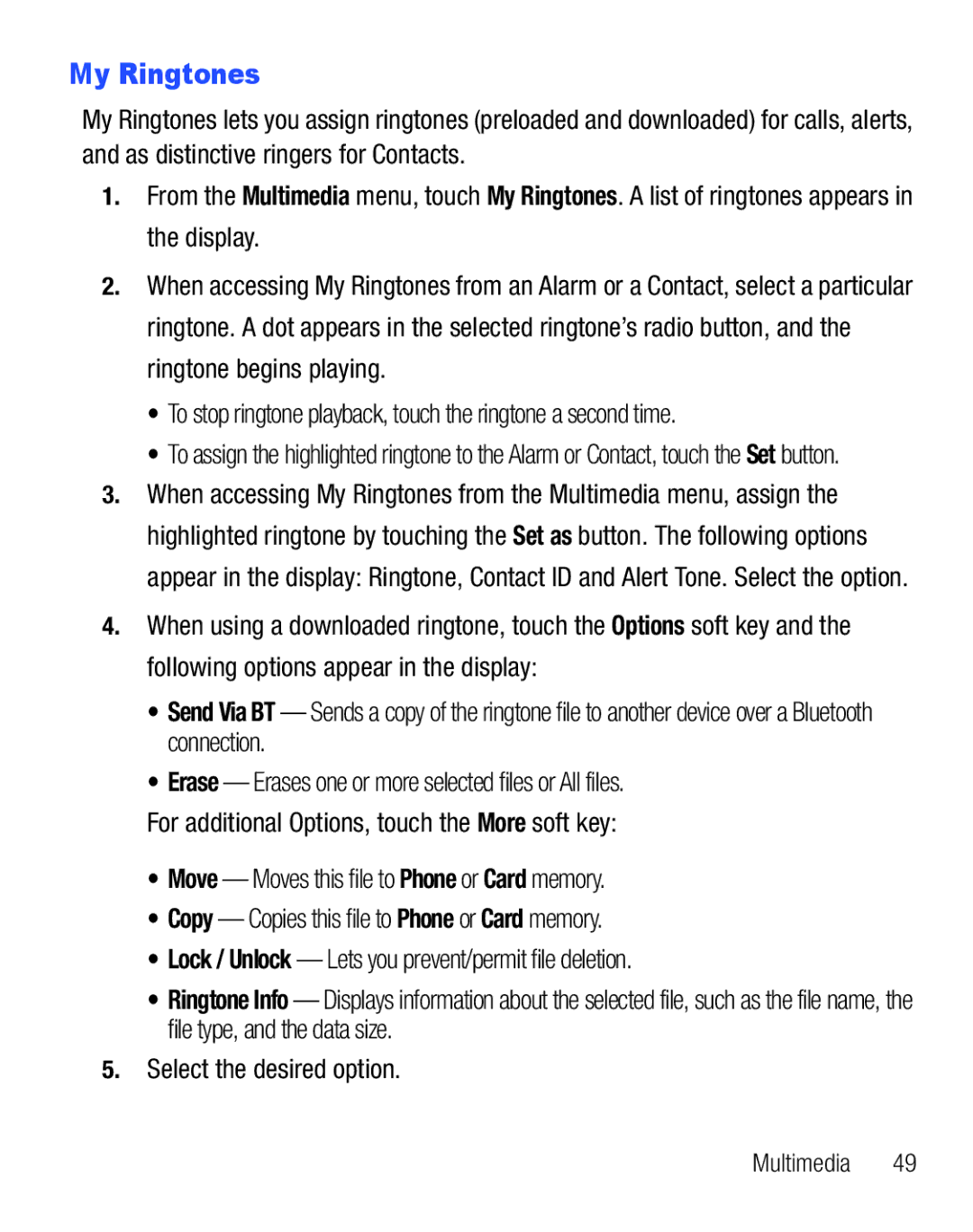 Samsung SCH-R810C user manual My Ringtones 