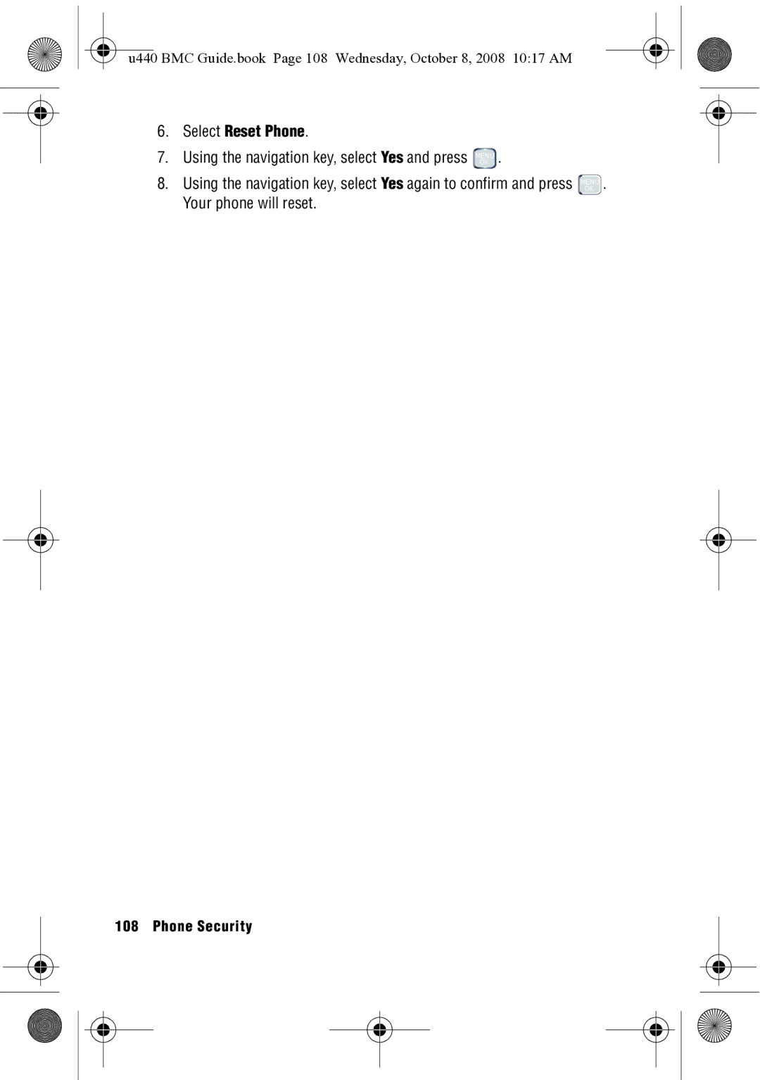 Samsung SCH-U440 manual Select Reset Phone 