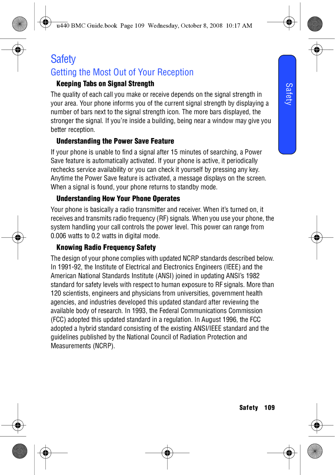 Samsung SCH-U440 manual Safety, Getting the Most Out of Your Reception 