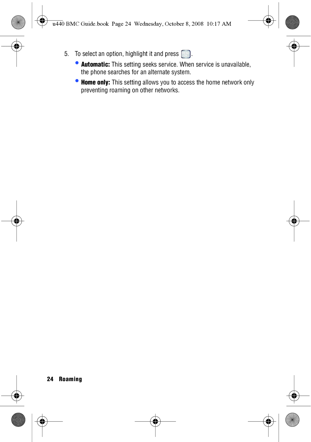 Samsung SCH-U440 manual Roaming 