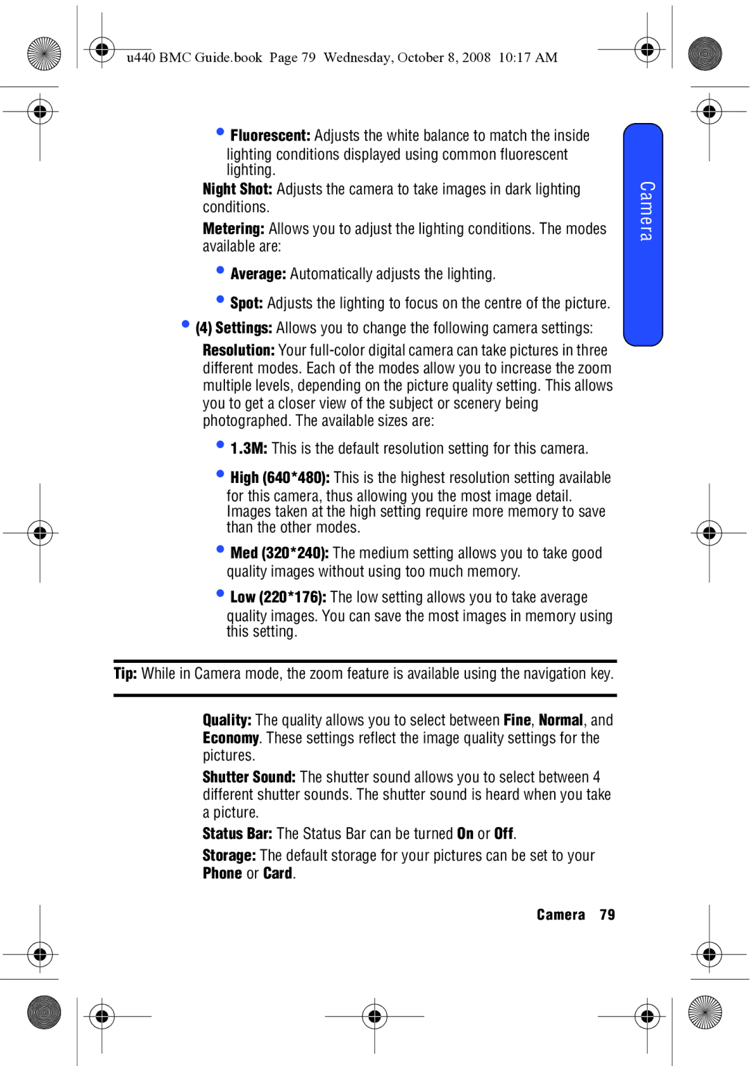 Samsung SCH-U440 manual Fluorescent Adjusts the white balance to match the inside 