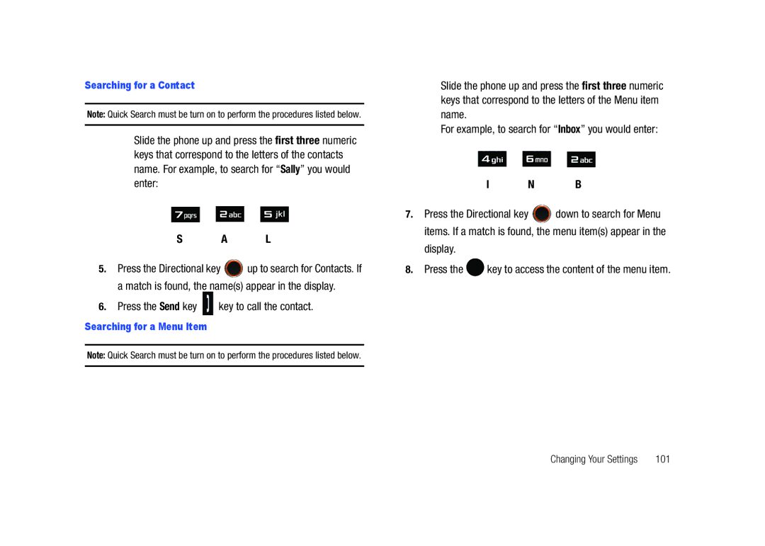 Samsung SCH-U450HAATLS user manual Press the Send key key to call the contact, Display, Searching for a Contact 