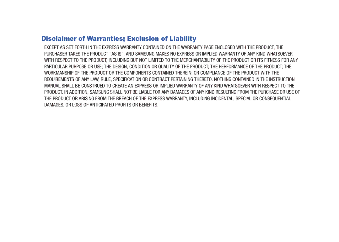 Samsung SCH-U450HAATLS user manual Disclaimer of Warranties Exclusion of Liability 