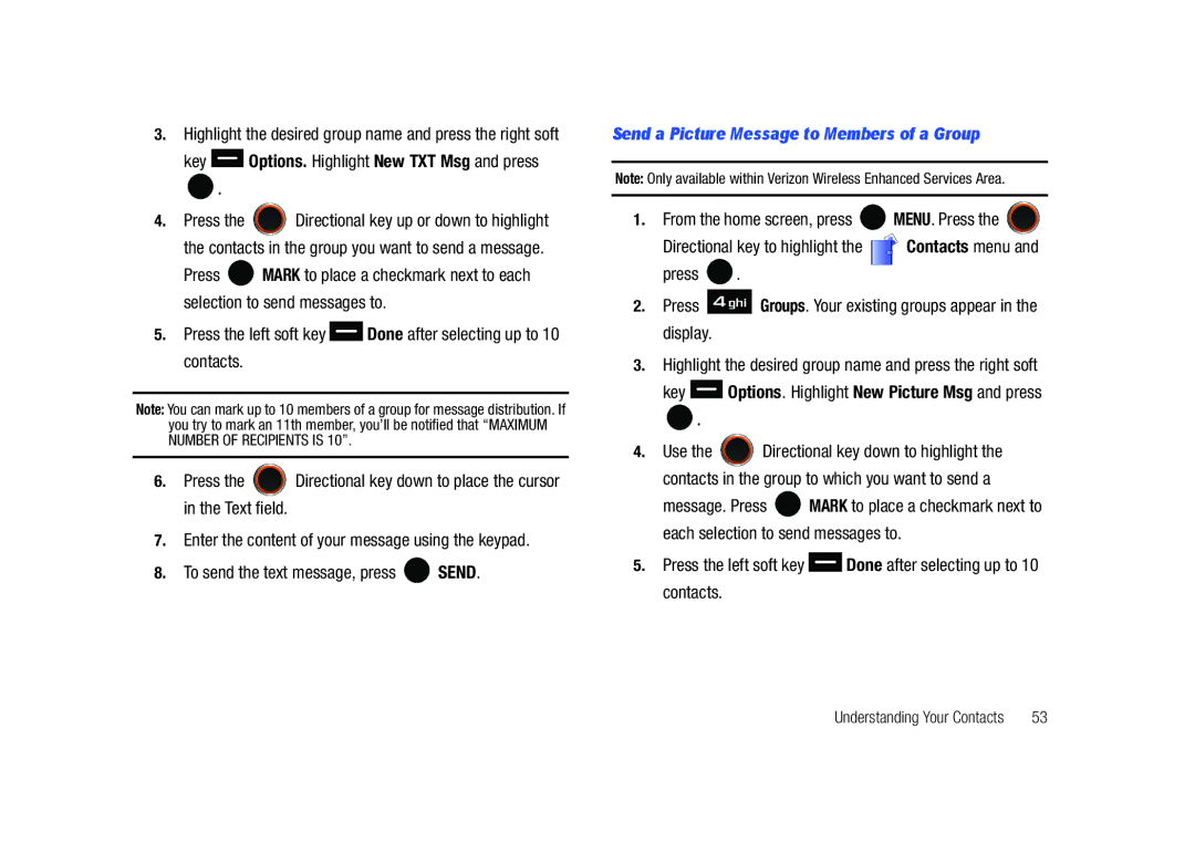 Samsung SCH-U450HAATLS user manual To send the text message, press Send, Send a Picture Message to Members of a Group 