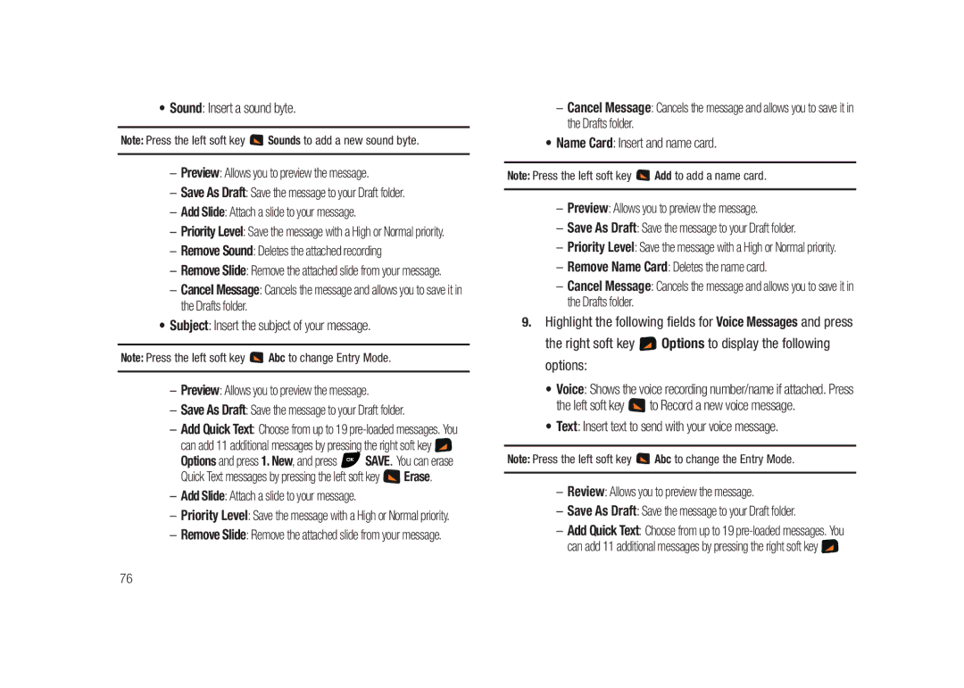 Samsung SCH-U450HAATLS user manual Add Slide Attach a slide to your message, Remove Sound Deletes the attached recording 