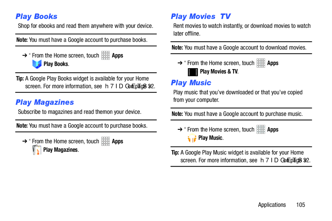 Samsung SCHI925EAAVZW, SCH-I925EAAVZW, GH68_37970A user manual Play Books, Play Magazines, Play Movies & TV 