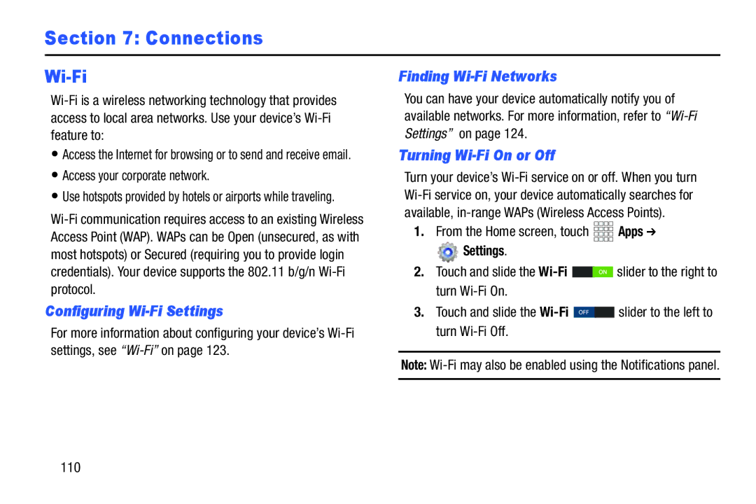 Samsung GH68_37970A, SCHI925EAAVZW Configuring Wi-Fi Settings, Finding Wi-Fi Networks, Turning Wi-Fi On or Off 