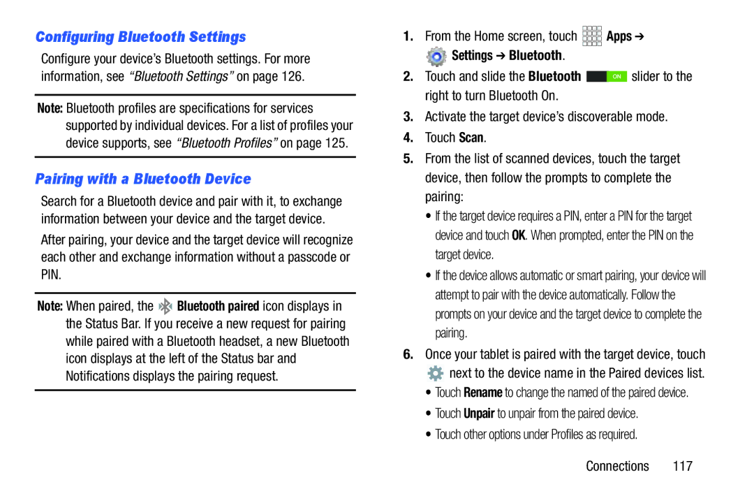 Samsung SCHI925EAAVZW, SCH-I925EAAVZW, GH68_37970A Configuring Bluetooth Settings, Pairing with a Bluetooth Device 