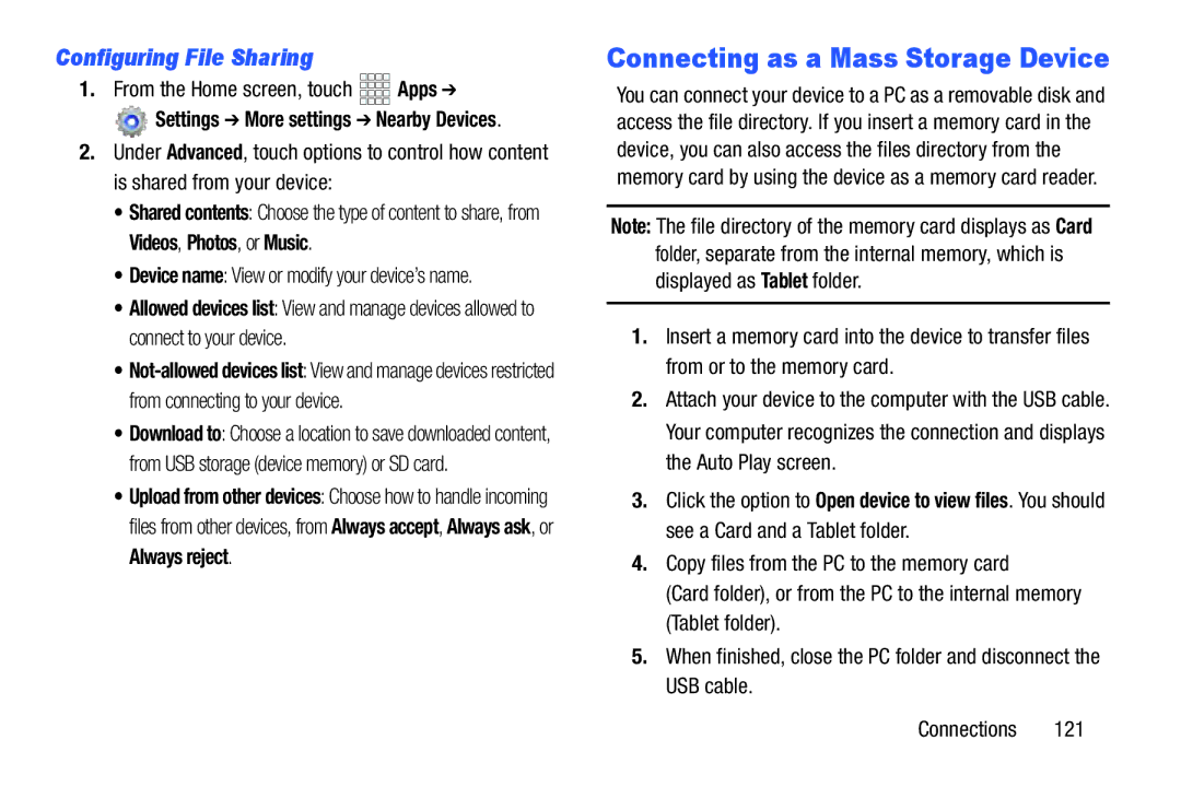 Samsung SCH-I925EAAVZW, SCHI925EAAVZW, GH68_37970A user manual Connecting as a Mass Storage Device, Configuring File Sharing 