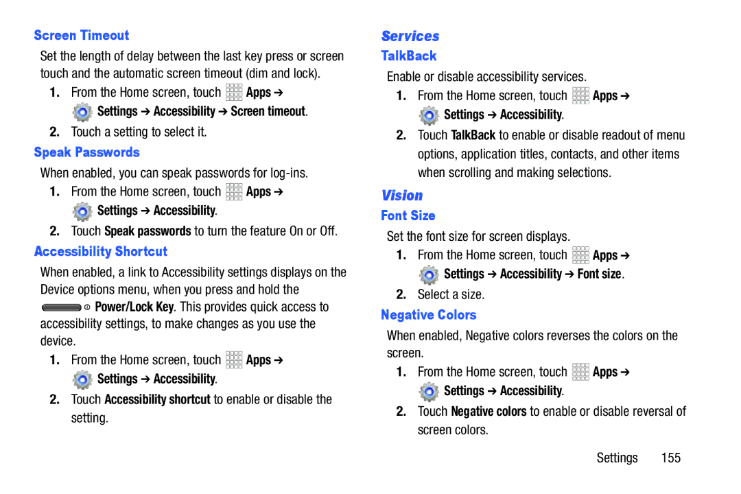 Samsung GH68_37970A, SCHI925EAAVZW, SCH-I925EAAVZW user manual Services, Vision 