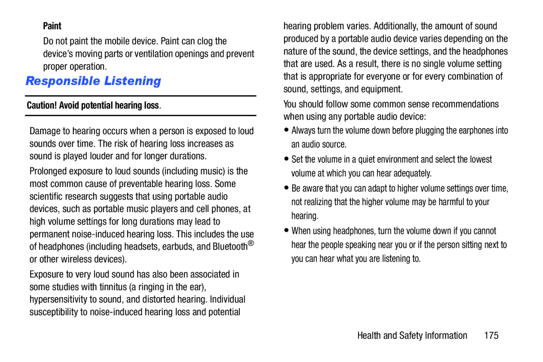 Samsung SCH-I925EAAVZW, SCHI925EAAVZW, GH68_37970A user manual Responsible Listening, Paint 