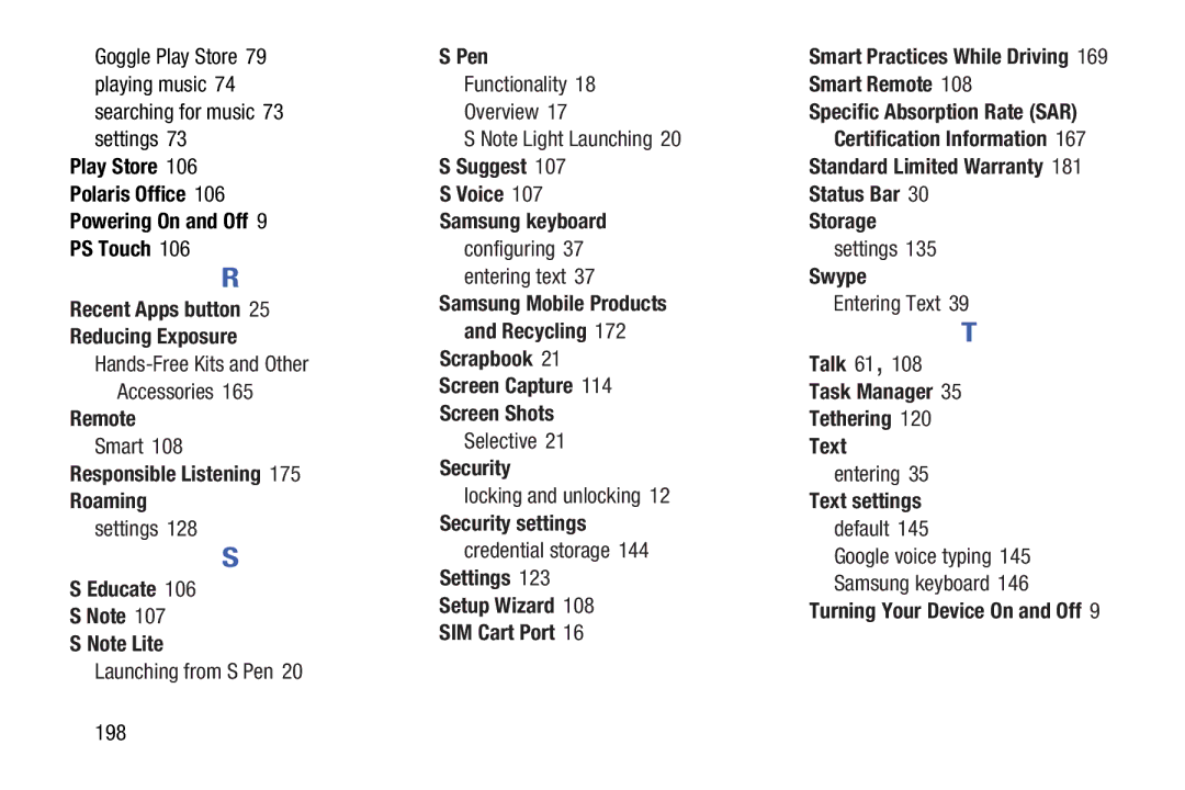 Samsung SCHI925EAAVZW, GH68_37970A Remote, Responsible Listening Roaming, Suggest Voice Samsung keyboard, Security, Swype 