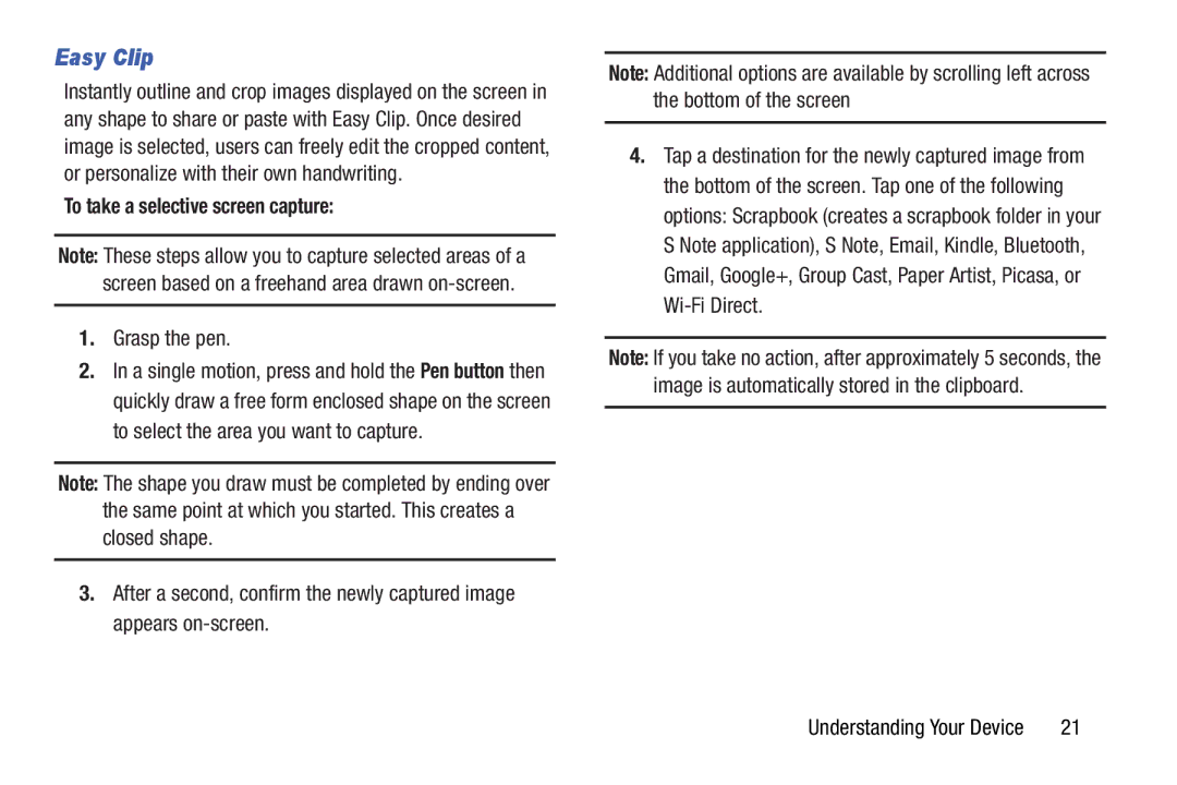 Samsung SCHI925EAAVZW, SCH-I925EAAVZW, GH68_37970A user manual Easy Clip, To take a selective screen capture, Grasp the pen 