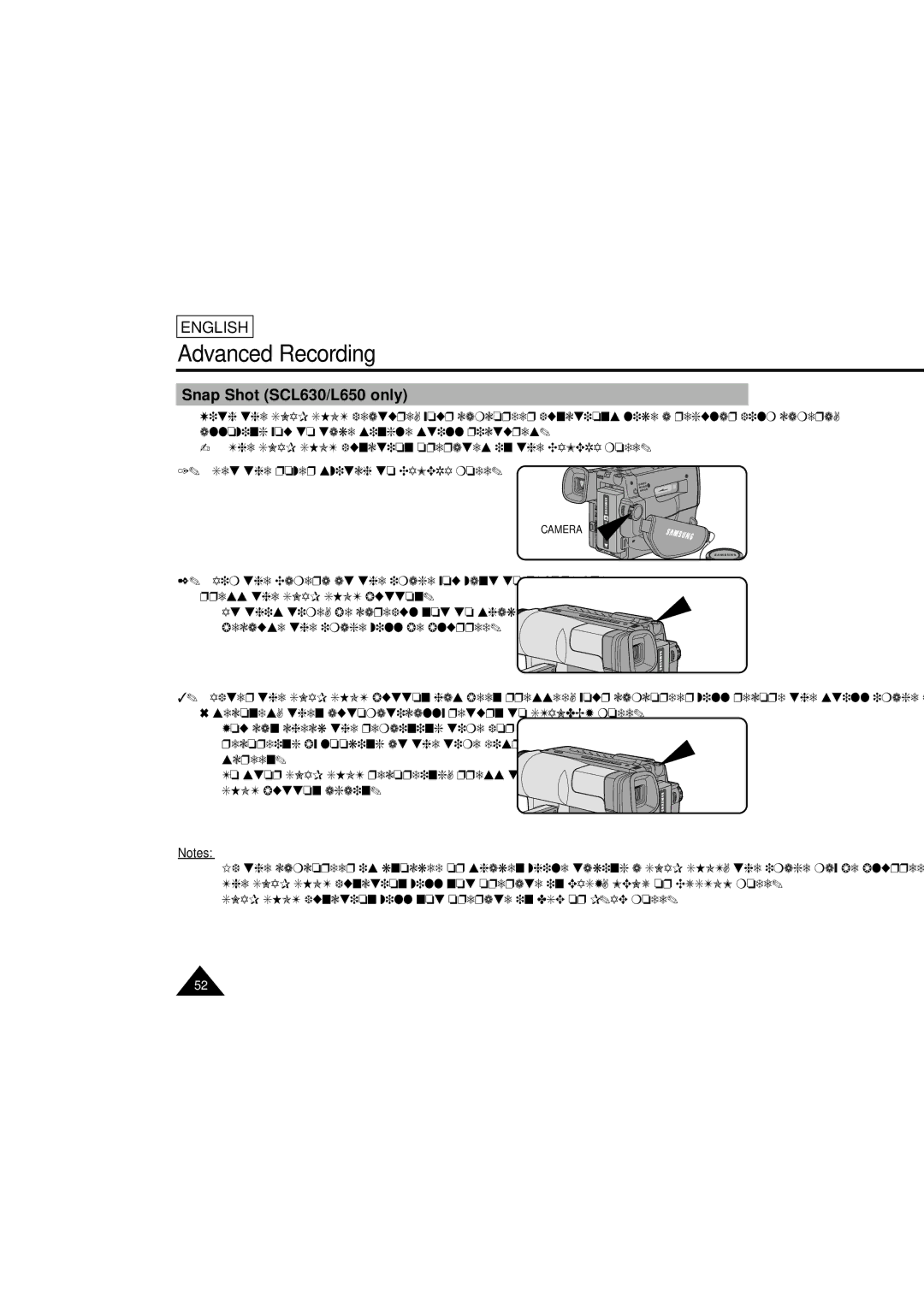 Samsung SCL610 manual Snap Shot SCL630/L650 only 